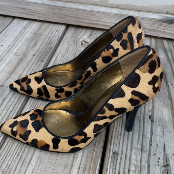 NINE WEST Madewell Cowhide Leopard Print Heels Size 4M - Picture 9 of 14